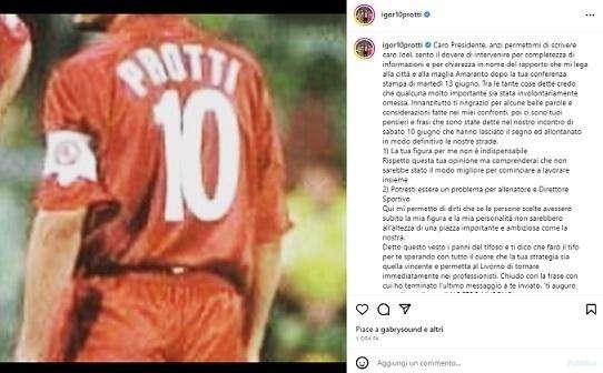 Il messaggio di Protti