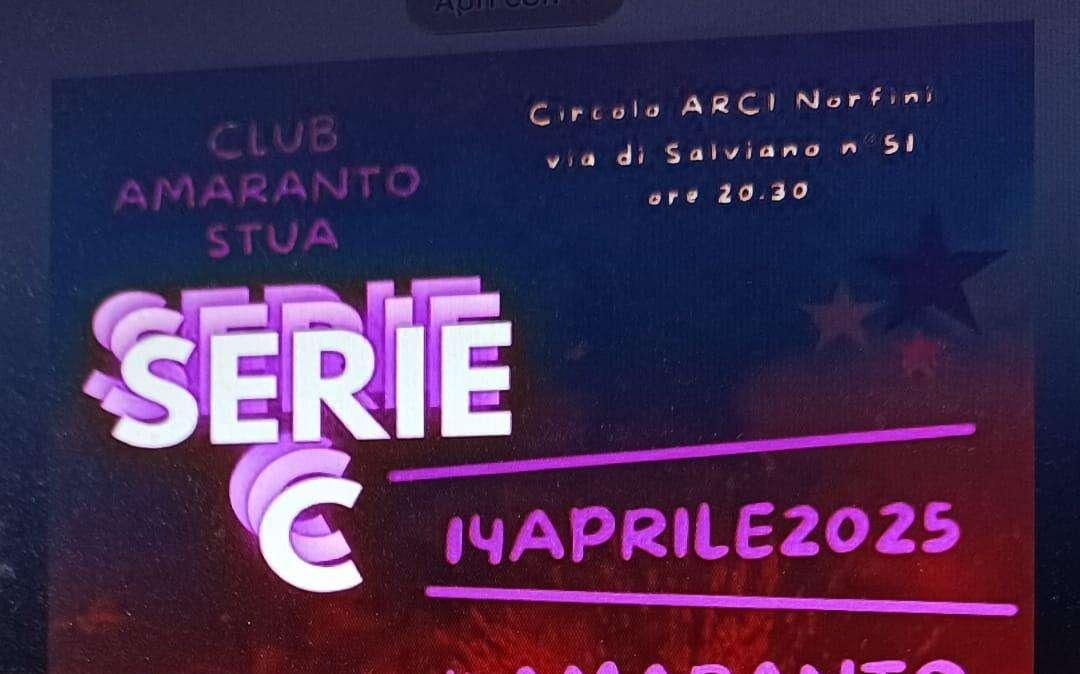 Club amaranto Stua, lunedì 14 cena con gli Amaranto, come prenotarsi