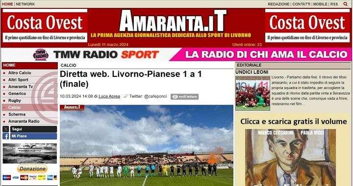 La home della diretta web