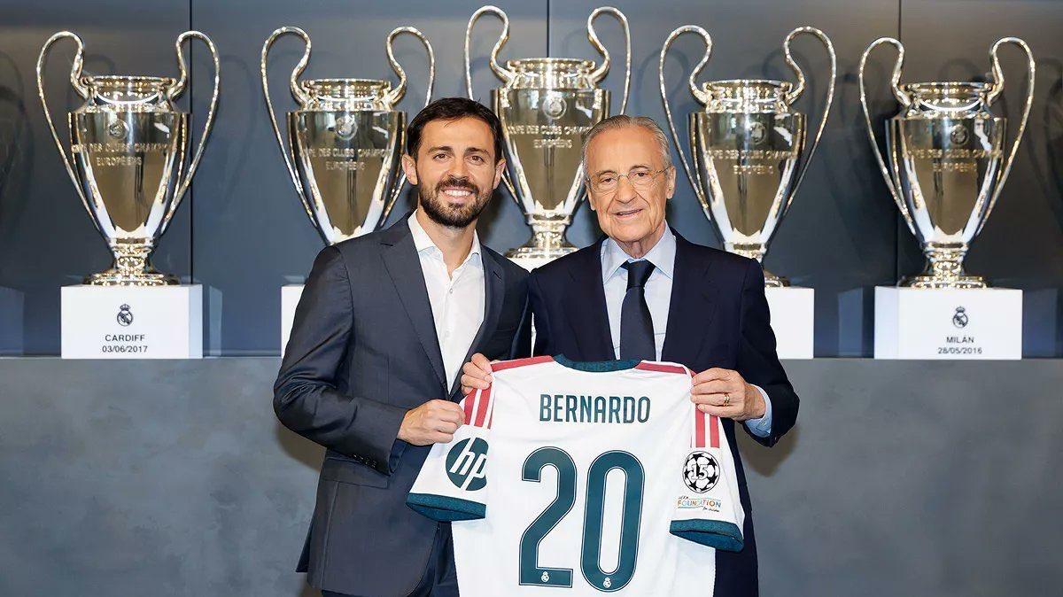 Bernardo Silva posa como nuevo jugador del Real Madrid