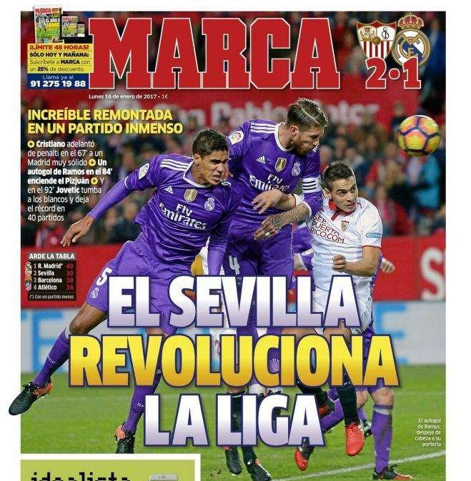 PORTADA - MARCA: "El Sevilla revoluciona la liga"