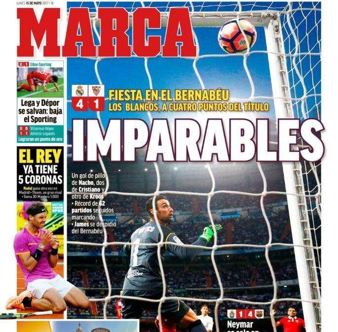 Marca resalta el gol de pillo de Nacho, el récord de goles y la despedida de James: "Imparables"