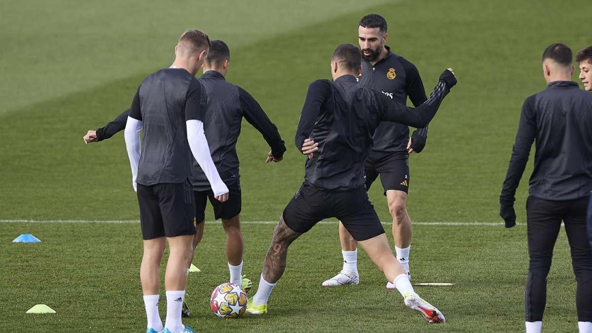 Las mejores imágenes del último entrenamiento del Real Madrid: Militao, Courtois...