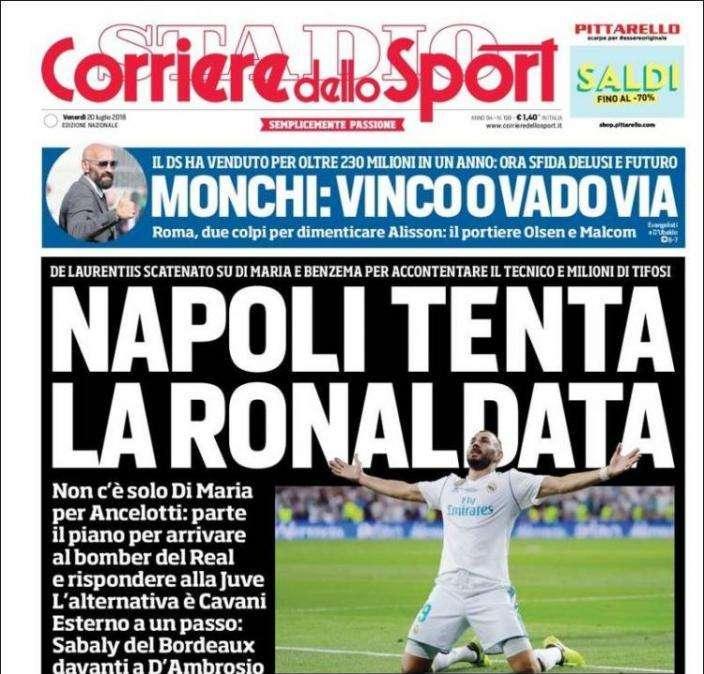 Corriere dello Sport - El Nápoles se lanza a por Benzema