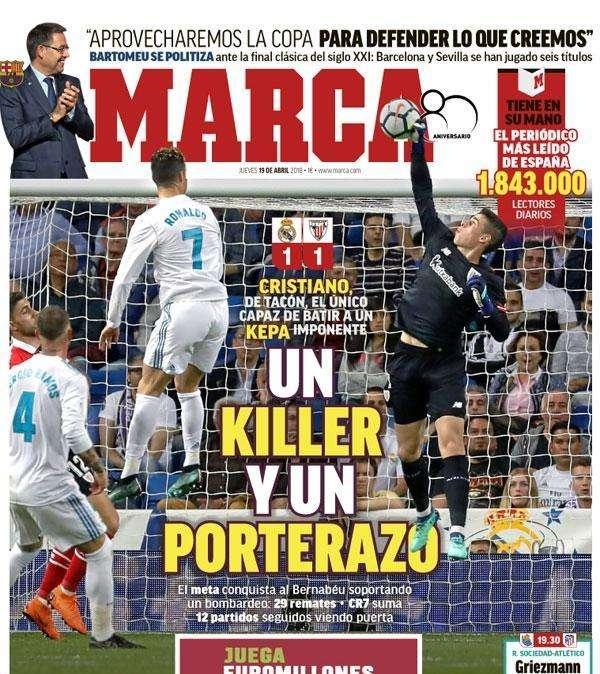 PORTADA - MARCA lo tiene claro: "Un killer y un porterazo"