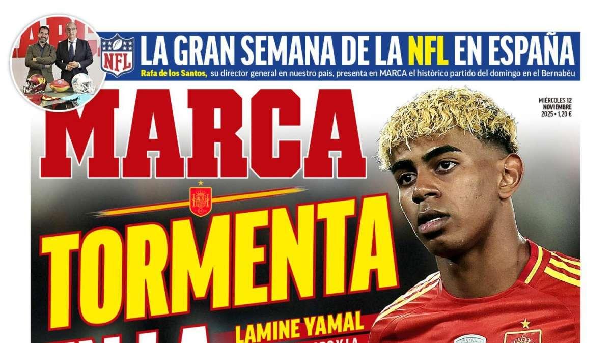 La portada de Marca abre con el feo de Lamine Yamal a España