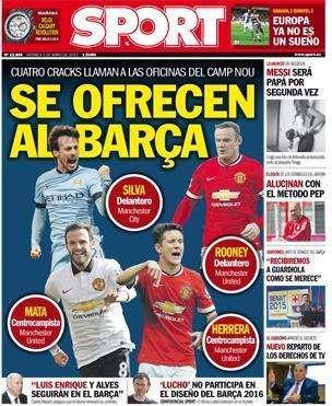 Portada SPORT: Se ofrecen al Barça