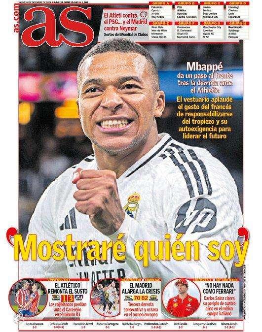 El aviso de Mbappé, en la portada de AS: "Mostraré quién soy"