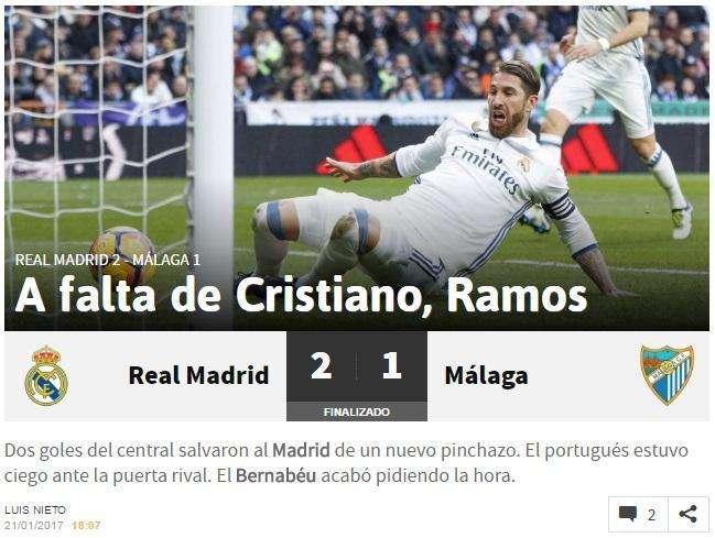FOTO - AS: "A falta de Cristiano, Ramos"