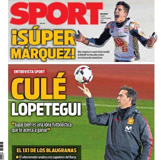 PORTADA - Sport analiza la figura del seleccionador: "Culé Lopetegui"
