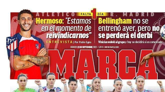 PORTADA | Marca: "Bellingham no se entrenó ayer, pero no se perderá el derbi"