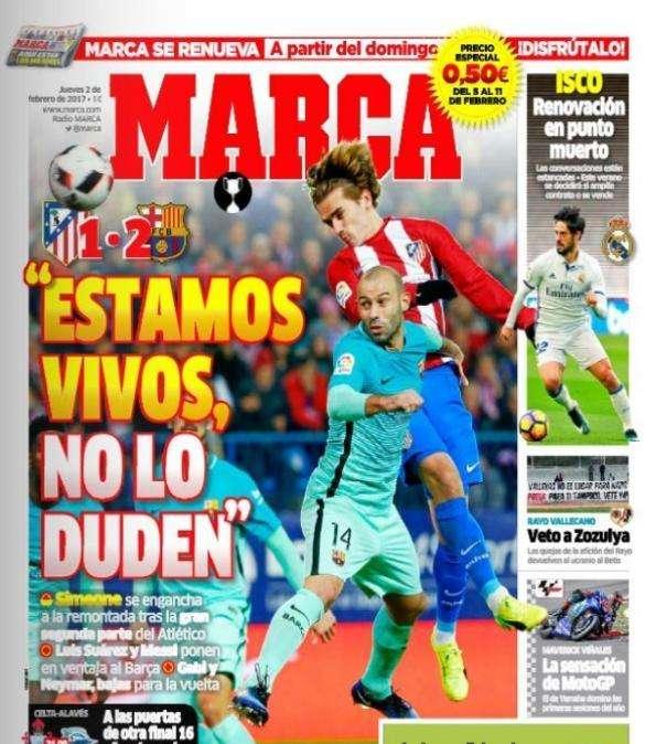 PORTADA - Marca abre con Simeone: "Estamos vivos. No lo duden"