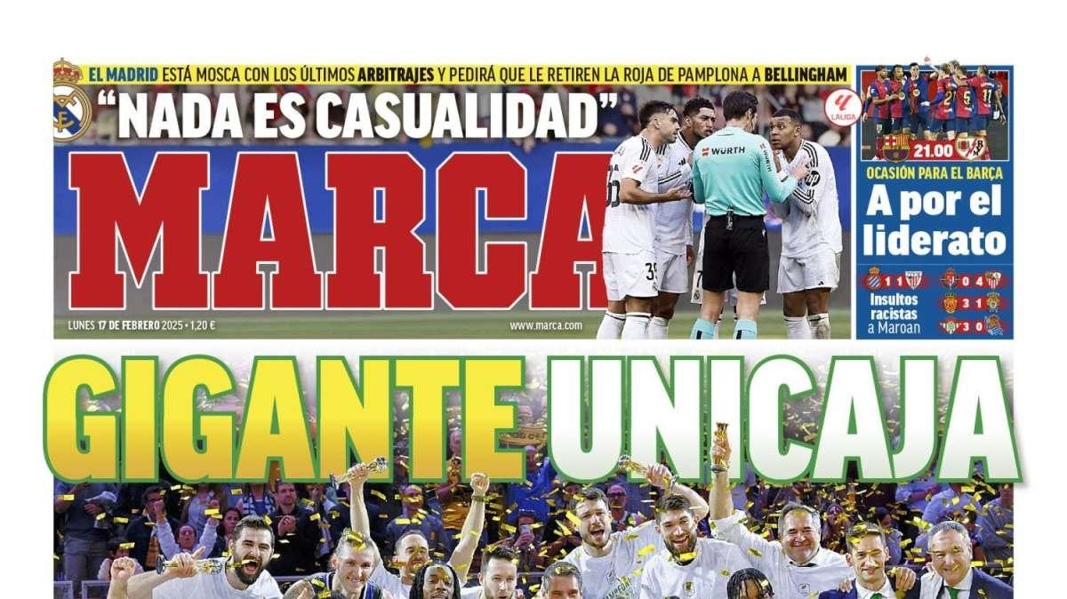Marca destaca en portada las quejas del Madrid por los últimos arbitrajes: "No es casualidad"