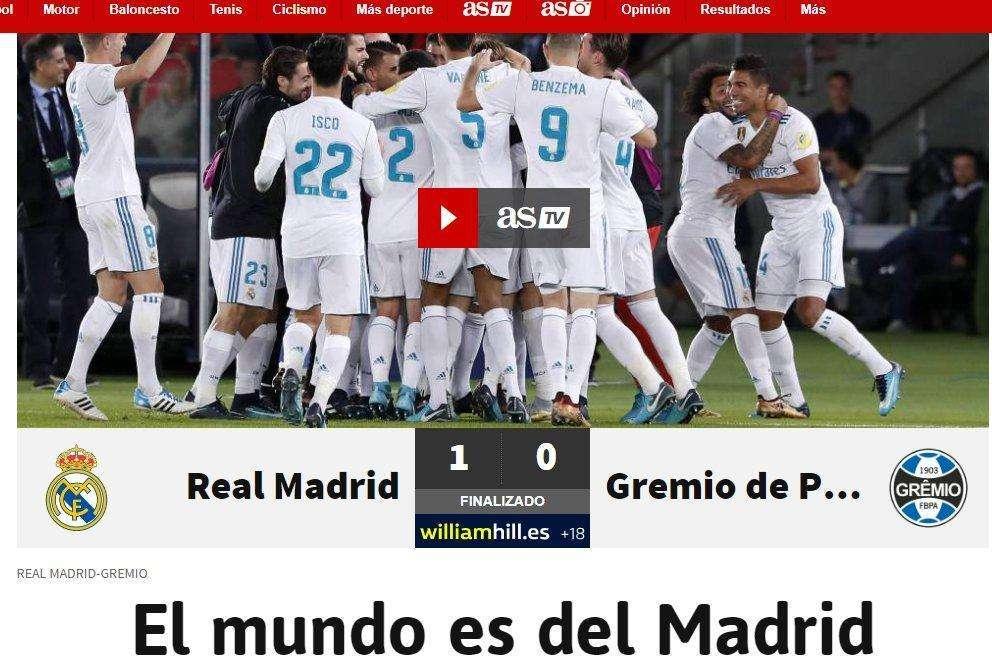 AS pone al Madrid por todo lo alto: "El mundo es del Madrid"