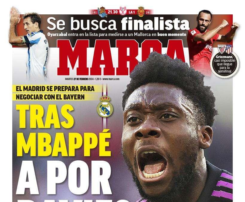 PORTADA | Marca: "Tras Mbappé, a por Davies"