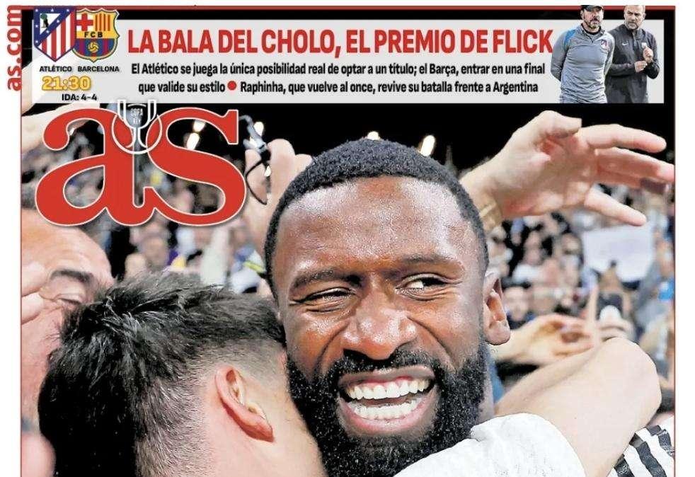 AS abre con el testarazo de Antonio Rüdiger en el Santiago Bernabéu