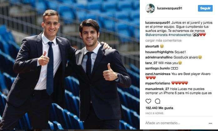 FOTO - Lucas a Morata: "Juntos en el juvenil y juntos en el primer equipo. Sigue cumpliendo tus sueños amigo"