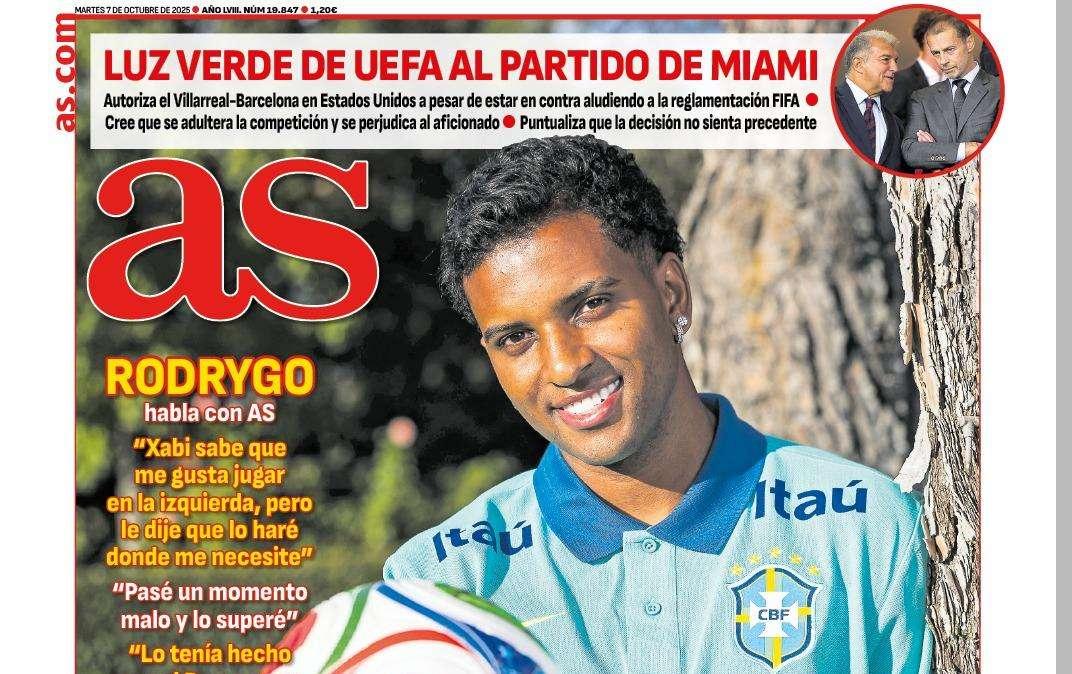AS abre con Rodrygo: "Mientras el Madrid quiera estaré aquí"