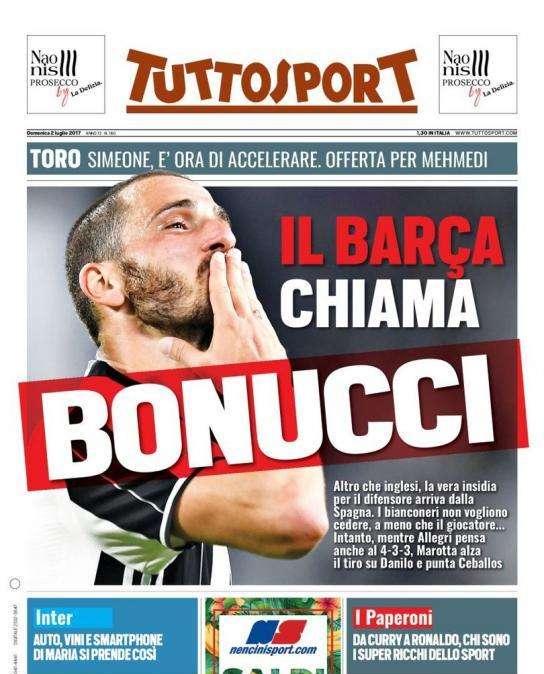 Tuttosport - El Barcelona continúa con la búsqueda de un central y llama a Bonucci