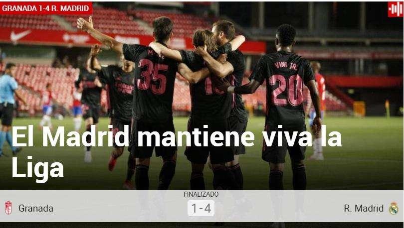 Marca titula: "El Madrid mantiene viva la Liga"