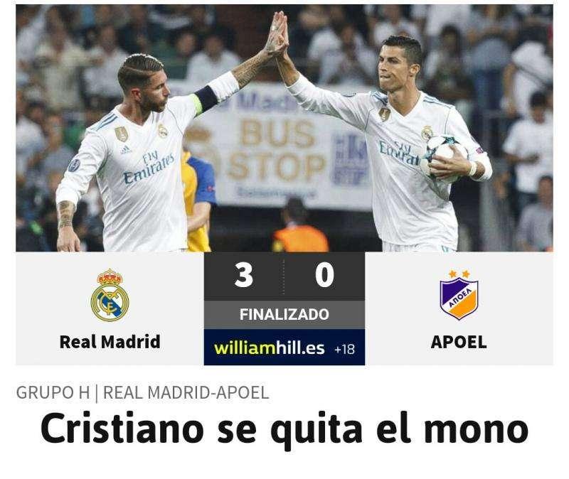 As destaca la actuación de la estrella portuguesa: "Cristiano se quita el mono"