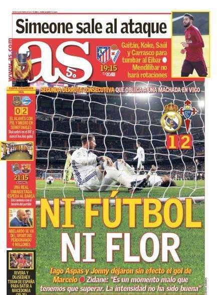 PORTADA - Diario As: "Ni fútbol ni flor"