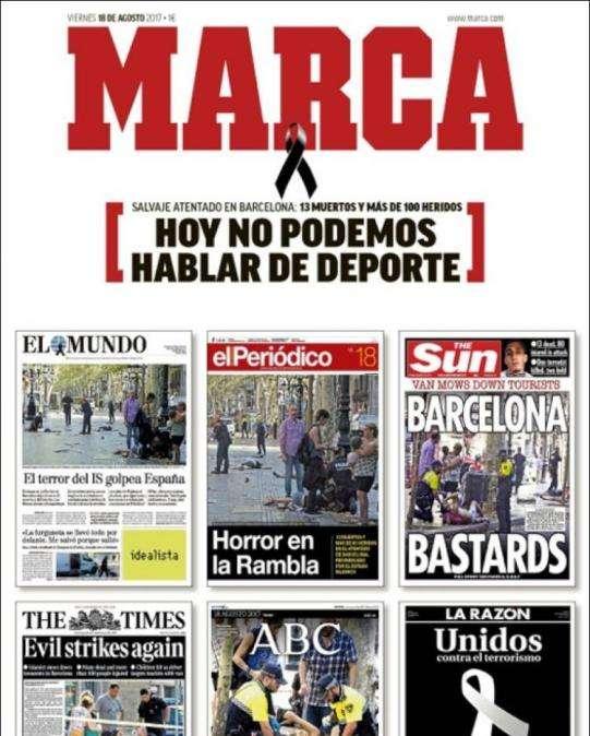 PORTADA - Marca se solidariza con las víctimas de Barcelona: "Hoy no podemos hablar de deporte"