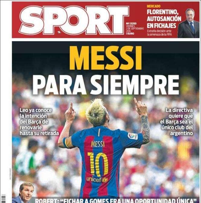 Portada Sport: Florentino, autosanción en fichajes