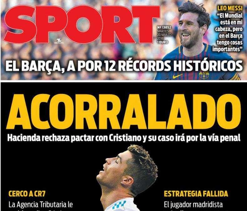 PORTADA - Sport ataca a Cristiano: "Acorralado"