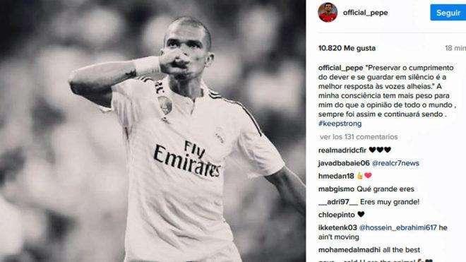 Pepe como George Washington: "Perseverar en el cumplimiento de su deber y guardar silencio es la mejor respuesta"