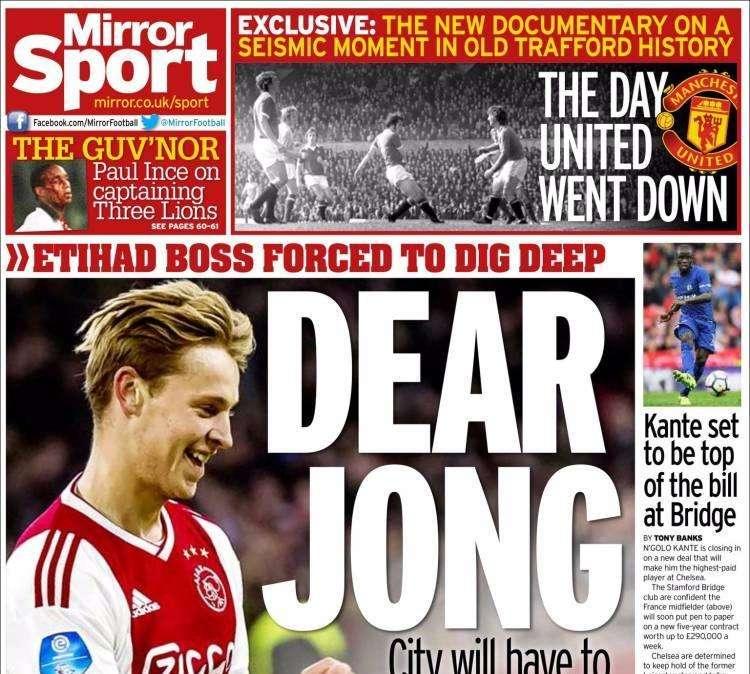 El City intentará robar a Barça y Madrid el fichaje de De Jong con un traspaso récord