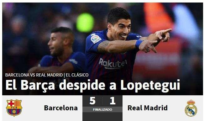 As tajante con la goleada: "El Barça despide a Lopetegui"