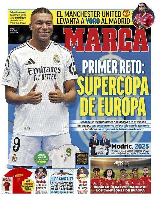 PORTADA | Marca: "Primer reto, Supercopa de Europa"