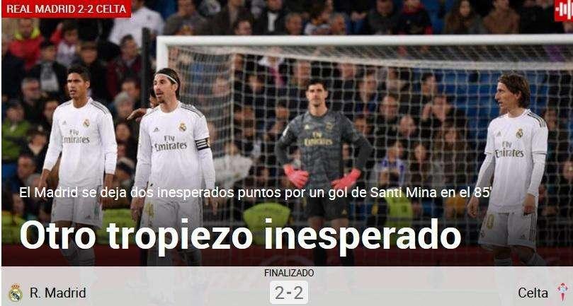 Marca destaca un nuevo pinchazo del Madrid: "Otro tropiezo inesperado"