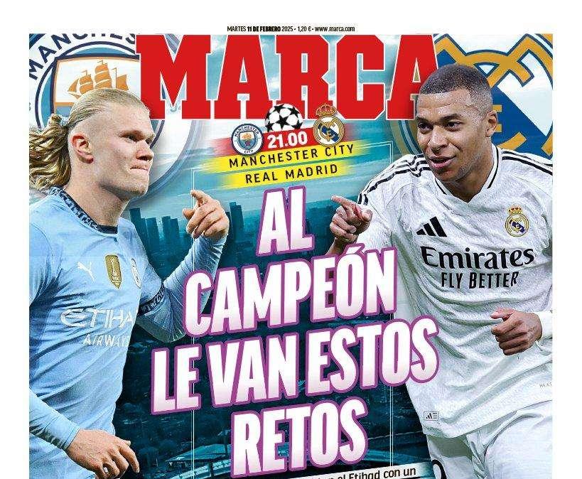 Marca destaca en su portada el partido de Champions: "Al campeón le van estos retos"