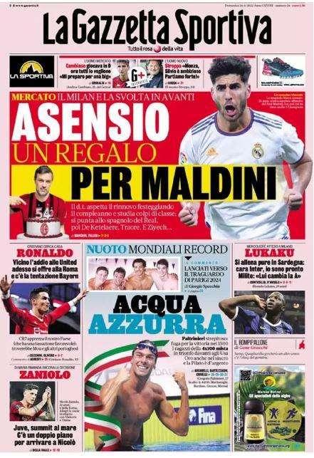 La Gazzetta dello Sport: "Asensio, un regalo para Maldini"