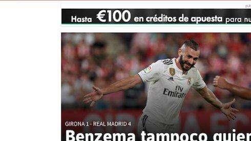 AS alaba a Karim Benzema tras su doblete: "Benzema tampoco quiere un "9"