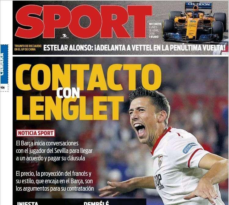 PORTADA - Sport: "Contacto con Lenglet"