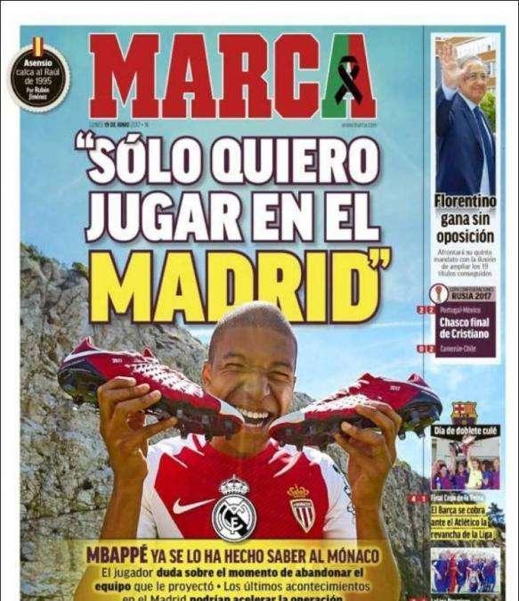 PORTADA - Marca muestra las intenciones de Mbappé: "Sólo quiero jugar en el Madrid"