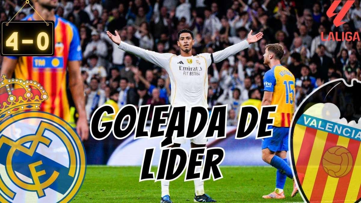 El Real Madrid destroza al Valencia en una goleada de líder