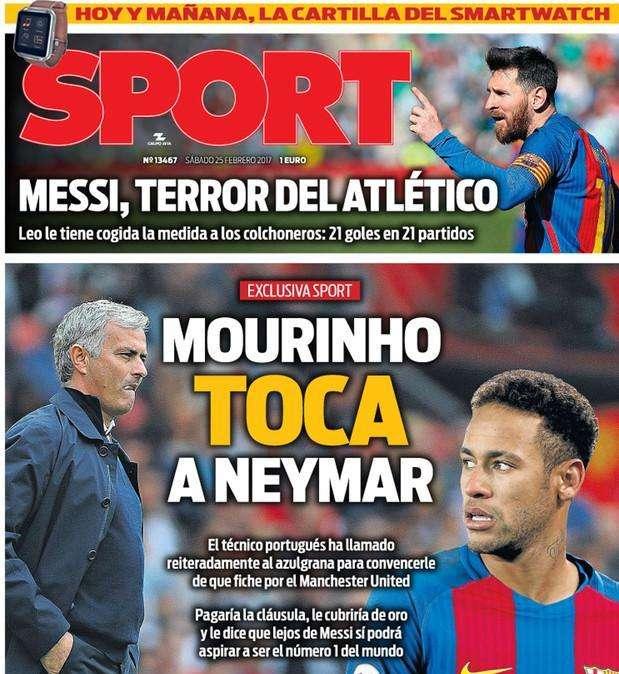 PORTADA - SPORT: "Mourinho toca a Neymar"