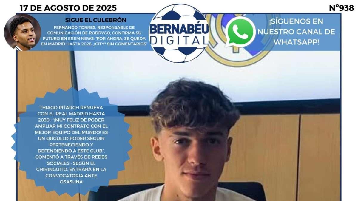 Thiago Pitarch, gran protagonista en la portada de Bernabéu Digital