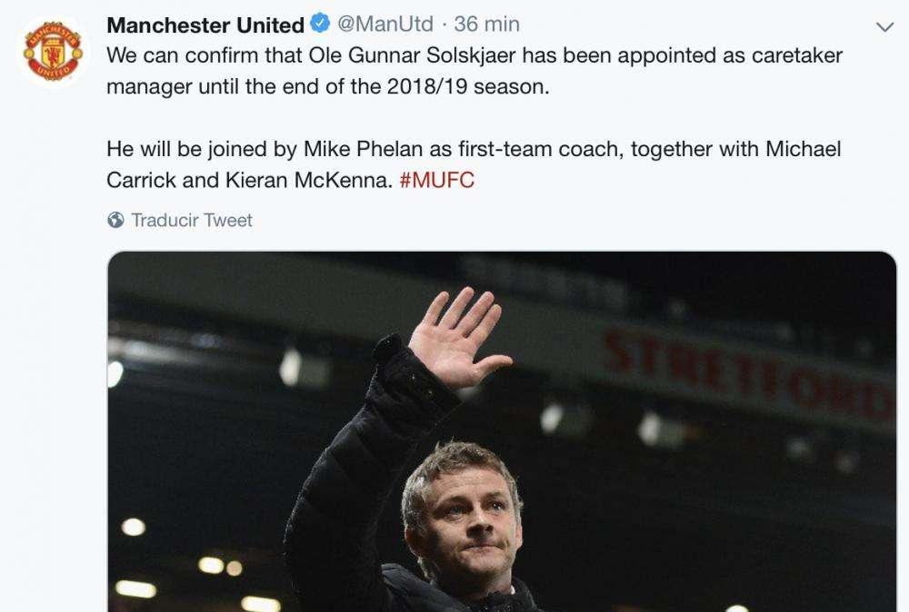 OFICIAL - Solskjaer, nuevo técnico del Manchester United