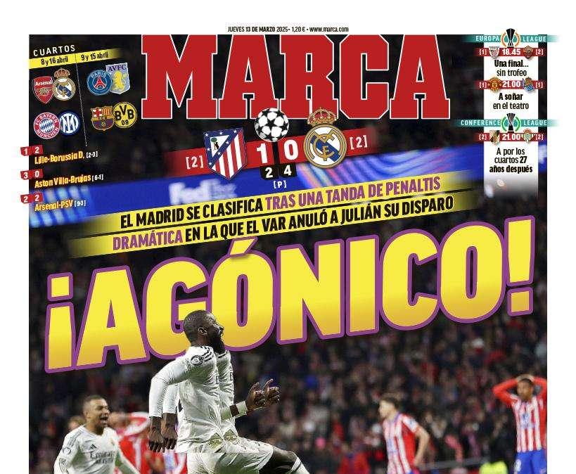 Marca abre portada con el "agónico" triunfo del Real Madrid