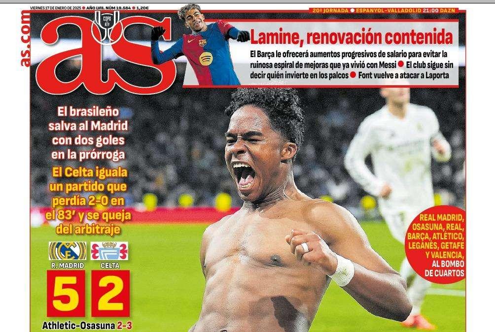 AS destaca en portada a Endrick: "Llega un héroe"