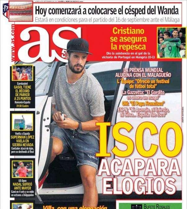 PORTADA - As recopila los elogios: "Ni Asensio ni iniesta ni Silva, el gordito es ahora un mago"
