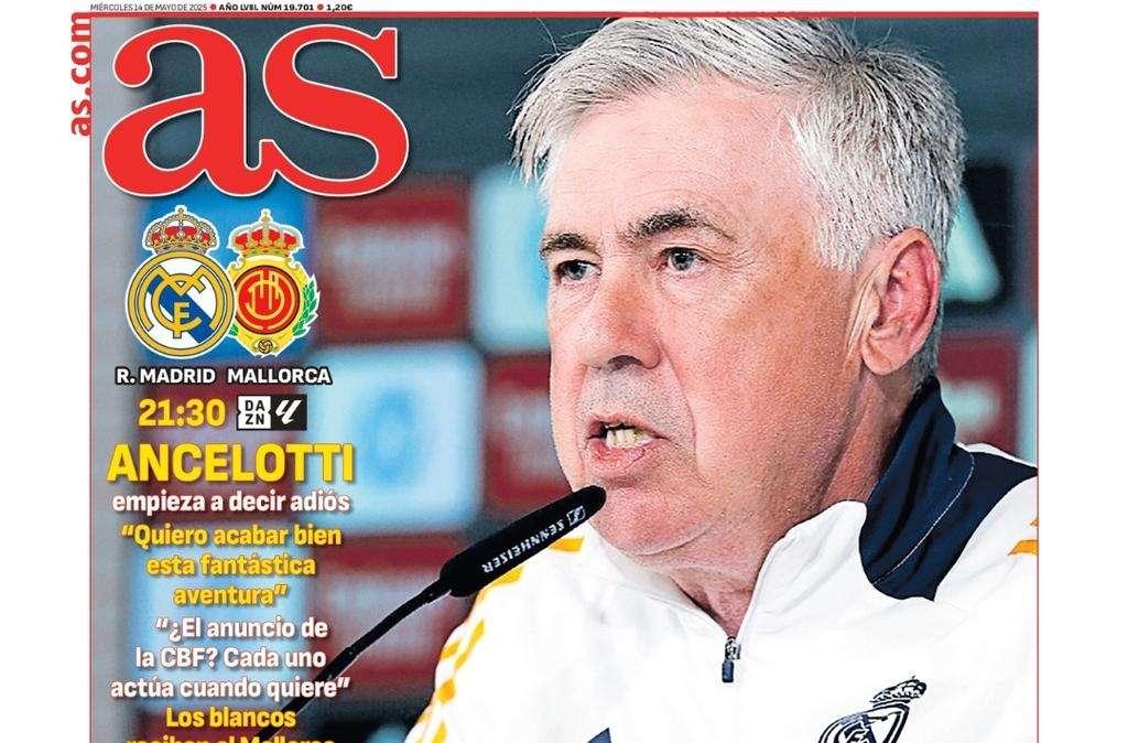 AS abre con el adiós de Carlo Ancelotti: "Seré del Madrid toda la vida"
