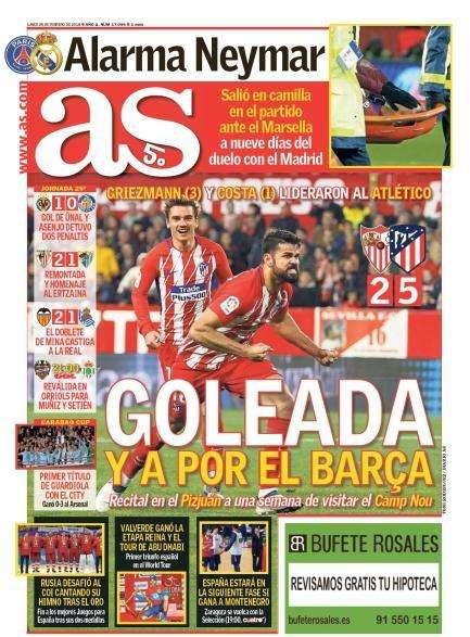 PORTADA - Diario As: "Alarma Neymar"