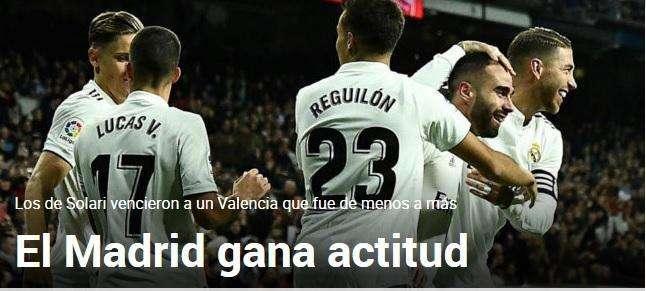 Marca destaca la actitud del Real Madrid frente al Valencia