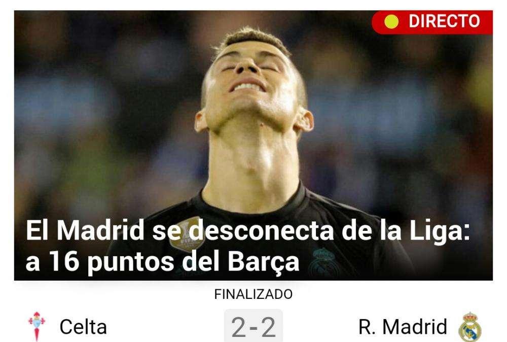 Marca no tiene dudas: "El Madrid se desconecta de la Liga: a 16 del Barça"